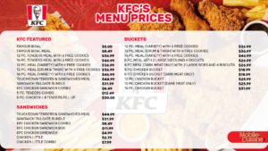 KFC Menu With Prices
